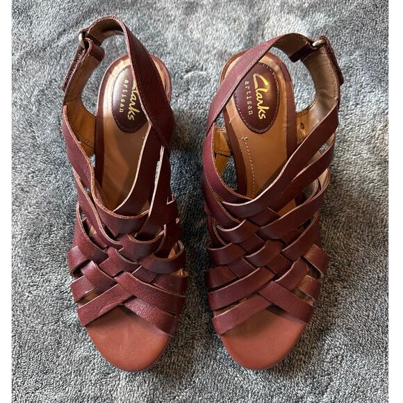 Clarks Artisan Ralene Women's SZ 7 Leather Strappy Sandals 90s style Gladiator - Picture 3 of 11
